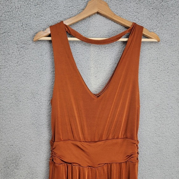 Anthropologie Maeve Enchantment Jumpsuit Copper Cow‎ Neck Stretch Wide Leg Sz M - Picture 6 of 13